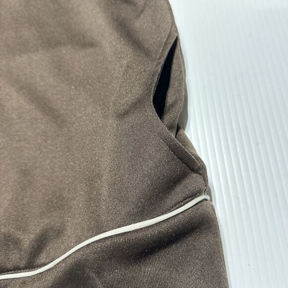 Adidas Retro Track Jacket Brown White Stripes Women’s Size L Spellout - Picture 7 of 11